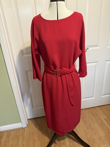 Phase eight red belted midi - red,